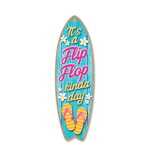 It's a Flip-Flop Kinda Day Wooden Surfboard Signs, 5 inch by 16 inch, Wooden Hanging Sign, Decorative Wall Art, Home Party Summer Decor