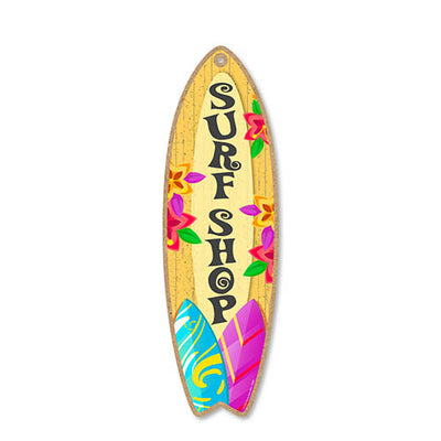 Surf Shop Wooden Surfboard Signs, 5 inch by 16 inch, Wooden Hanging Sign, Decorative Wall Art, Home Party Summer Decor