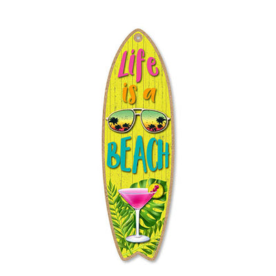 Life is a Beach, 5 inch by 16 inch Surfboard, Wood Sign, Tiki Bar Decoration, Beach Themed Decor, Decorative Wall Sign, Home Decor