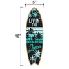 Livin’ The Dream, 5 inch by 16 inch Surfboard, Wood Sign, Tiki Bar Decoration, Beach Themed Decor, Decorative Wall Sign, Home Decor