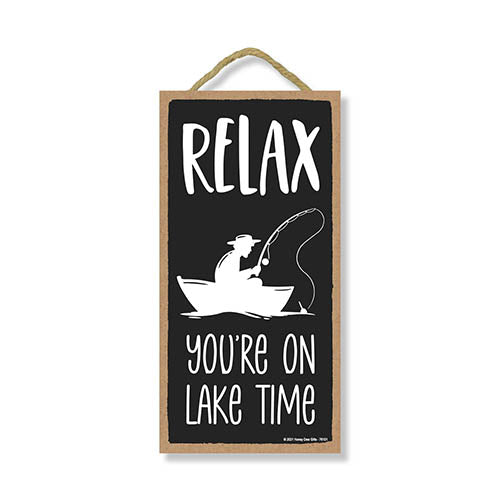 Relax You're On Lake Time, Wooden Hanging Signs, Lake House Gift