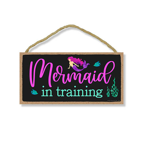 Mermaid in Training, Mermaid Hanging Wood Sign Girl's Room Decor