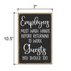 Employees Must Wash Hands Guests You Should, Too, 7 Inches by 10.5 Inches, Wood Hanging Sign, Employee Hand Washing Sign for Office, Work Place, Café Restaurant, Bar Restroom