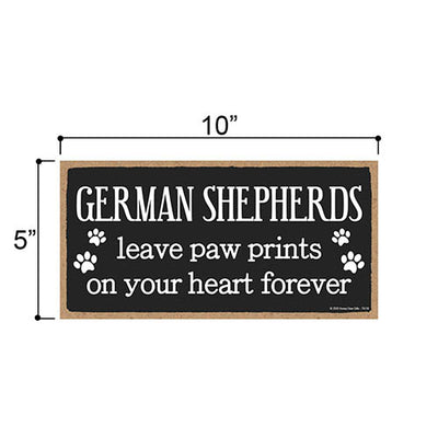 German Shepherds Leave Paw Prints Wooden Home Decor for Dog Pet Lovers, Hanging Decorative Wall Sign, 5 Inches by 10 Inches