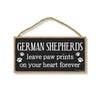German Shepherds Leave Paw Prints Wooden Home Decor for Dog Pet Lovers, Hanging Decorative Wall Sign, 5 Inches by 10 Inches
