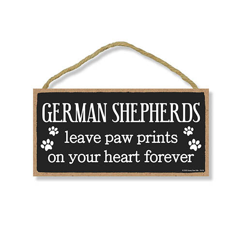 German Shepherds Leave Paw Prints Wooden Home Decor for Dog Pet Lovers, Hanging Decorative Wall Sign, 5 Inches by 10 Inches