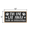I’m One Cat Away from an Intervention, Funny Wooden Home Decor for Cat Pet Lovers, Hanging Decorative Wall Sign, 5 Inches by 10 Inches