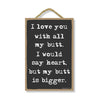 I Love You with All My Butt, Hanging Wall Art, Decorative Funny Bathroom Wood Sign Decor, 7 Inches by 10.5 Inches, Funny Inappropriate Signs