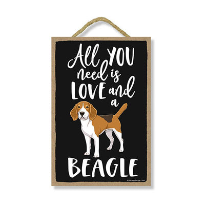 All You Need is Love and a Beagle Wooden Home Decor for Dog Pet Lovers, Hanging Decorative Wall Sign, 7 Inches by 10.5 Inches