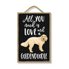 All You Need is Love and a Goldendoodle Wooden Home Decor for Dog Pet Lovers, Hanging Decorative Wall Sign, 7 Inches by 10.5 Inches