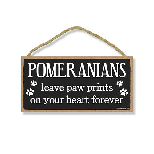 Pomeranians Leave Paw Prints Wooden Home Decor for Dog Pet Lovers, Decorative Wall Sign, 5 Inches by 10 Inches