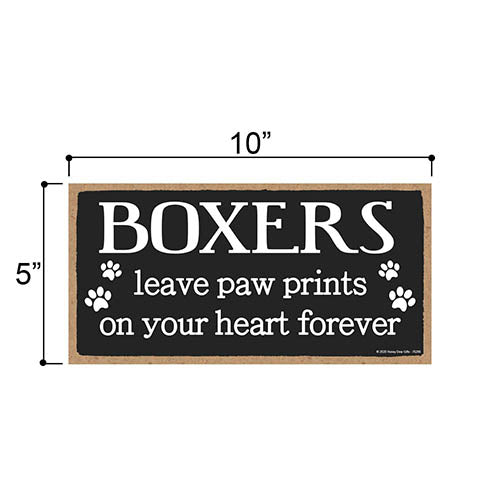 Boxers Leave Paw Prints Wooden Home Decor for Dog Pet Lovers, Decorative Wall Sign, 5 Inches by 10 Inches