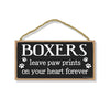 Boxers Leave Paw Prints Wooden Home Decor for Dog Pet Lovers, Decorative Wall Sign, 5 Inches by 10 Inches