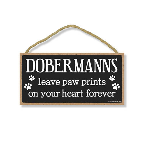 Dobermanns Leave Paw Prints Wooden Home Decor for Dog Pet Lovers, Decorative Wall Sign, 5 Inches by 10 Inches