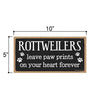 Rottweilers Leave Paw Prints Wooden Home Decor for Dog Pet Lovers, Decorative Wall Sign, 5 Inches by 10 Inches