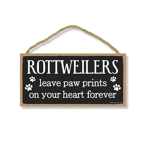 Rottweilers Leave Paw Prints Wooden Home Decor for Dog Pet Lovers, Decorative Wall Sign, 5 Inches by 10 Inches