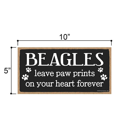 Beagles Leave Paw Prints Wooden Home Decor for Dog Pet Lovers, Decorative Wall Sign, 5 Inches by 10 Inches