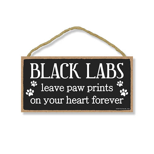 Black Labs Leave Paw Prints Wooden Home Decor for Dog Pet Lovers, Decorative Wall Sign, 5 Inches by 10 Inches