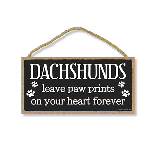 Dachshunds Leave Paw Prints Wooden Home Decor for Dog Pet Lovers, Decorative Wall Sign, 5 Inches by 10 Inches