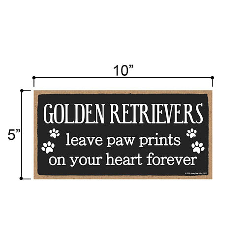 Golden Retrievers Leave Paw Prints Wooden Home Decor for Dog Pet Lovers, Decorative Wall Sign, 5 Inches by 10 Inches