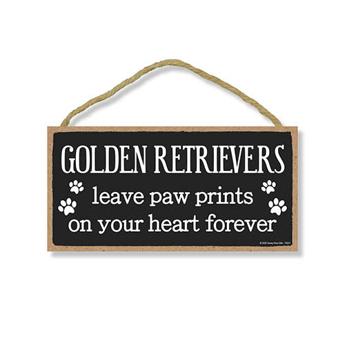 Golden Retrievers Leave Paw Prints Wooden Home Decor for Dog Pet Lovers, Decorative Wall Sign, 5 Inches by 10 Inches