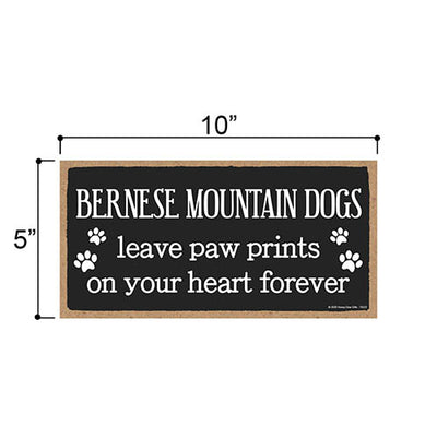 Bernese Mountain Dogs Leave Paw Prints Wooden Home Decor for Dog Pet Lovers, Decorative Wall Sign, 5 Inches by 10 Inches