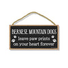Bernese Mountain Dogs Leave Paw Prints Wooden Home Decor for Dog Pet Lovers, Decorative Wall Sign, 5 Inches by 10 Inches