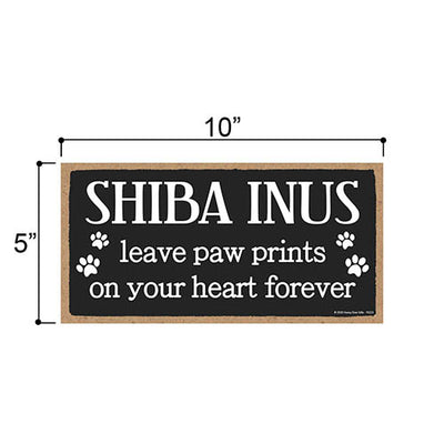 Shiba Inus Leave Paw Prints Wooden Home Decor for Dog Pet Lovers, Decorative Wall Sign, 5 Inches by 10 Inches