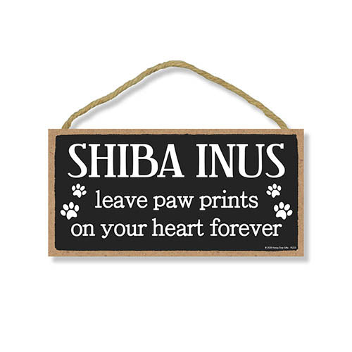 Shiba Inus Leave Paw Prints Wooden Home Decor for Dog Pet Lovers, Decorative Wall Sign, 5 Inches by 10 Inches