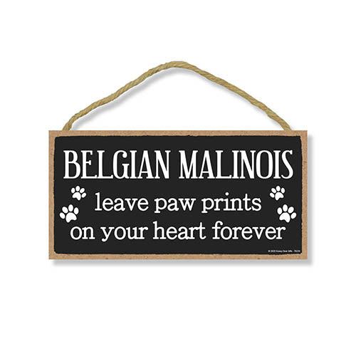 Belgian Malinois Leave Paw Prints Wooden Home Decor for Dog Pet Lovers, Decorative Wall Sign, 5 Inches by 10 Inches