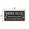 Border Collies Leave Paw Prints Wooden Home Decor for Dog Pet Lovers, Decorative Wall Sign, 5 Inches by 10 Inches