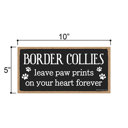 Border Collies Leave Paw Prints Wooden Home Decor for Dog Pet Lovers, Decorative Wall Sign, 5 Inches by 10 Inches