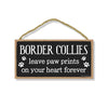 Border Collies Leave Paw Prints Wooden Home Decor for Dog Pet Lovers, Decorative Wall Sign, 5 Inches by 10 Inches