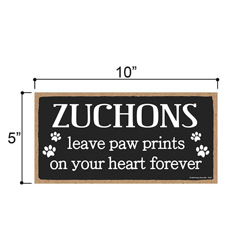 Zuchons Leave Paw Prints Wooden Home Decor for Dog Pet Lovers, Decorative Wall Sign, 5 Inches by 10 Inches