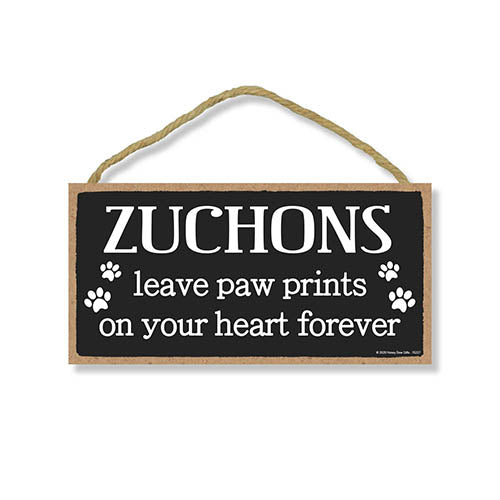 Zuchons Leave Paw Prints Wooden Home Decor for Dog Pet Lovers, Decorative Wall Sign, 5 Inches by 10 Inches