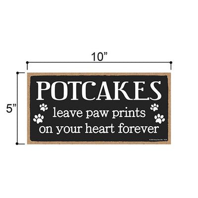 Potcakes Leave Paw Prints Wooden Home Decor for Dog Pet Lovers, Decorative Wall Sign, 5 Inches by 10 Inches