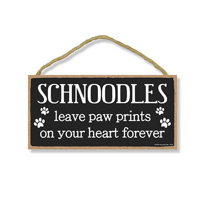 Schnoodles Leave Paw Prints Wooden Home Decor for Dog Pet Lovers, Decorative Wall Sign, 5 Inches by 10 Inches