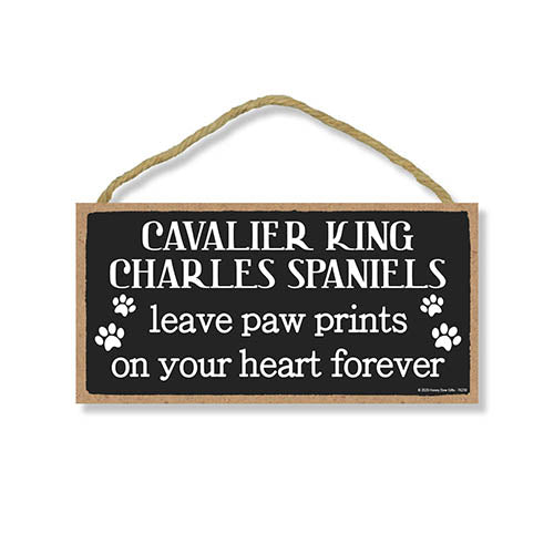 Cavalier King Charles Spaniels Leave Paw Prints Wooden Home Decor for Dog Pet Lovers, Decorative Wall Sign, 5 Inches by 10 Inches