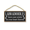 Labradoodles Leave Paw Prints Wooden Home Decor for Dog Pet Lovers, Decorative Wall Sign, 5 Inches by 10 Inches
