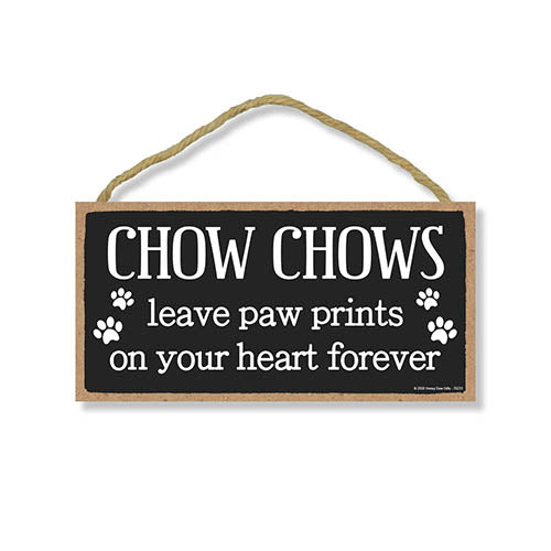 Chow Chows Leave Paw Prints Wooden Home Decor for Dog Pet Lovers, Decorative Wall Sign, 5 Inches by 10 Inches