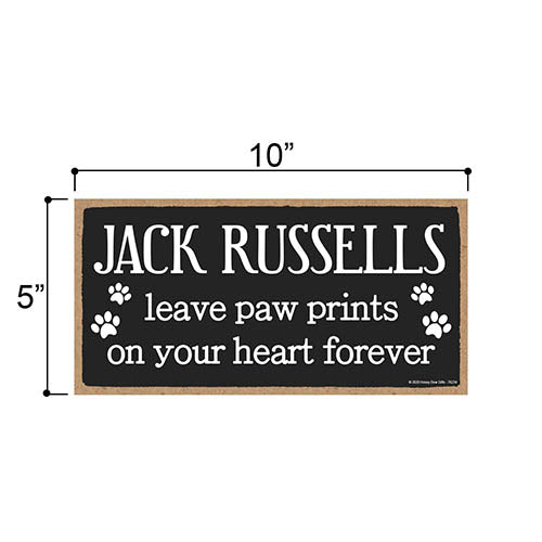 Jack Russells Leave Paw Prints Wooden Home Decor for Dog Pet Lovers, Decorative Wall Sign, 5 Inches by 10 Inches