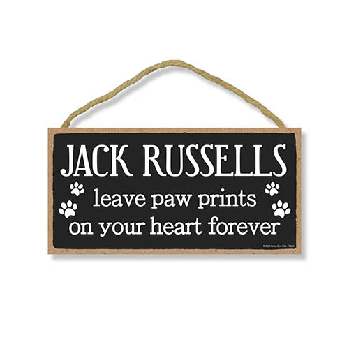 Jack Russells Leave Paw Prints Wooden Home Decor for Dog Pet Lovers, Decorative Wall Sign, 5 Inches by 10 Inches