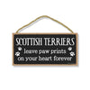 Scottish Terriers Leave Paw Prints Wooden Home Decor for Dog Pet Lovers, Decorative Wall Sign, 5 Inches by 10 Inches