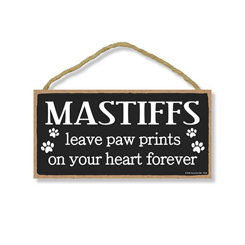 Mastiffs Leave Paw Prints Wooden Home Decor for Dog Pet Lovers, Decorative Wall Sign, 5 Inches by 10 Inches
