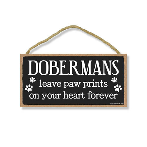 Dobermans Leave Paw Prints Wooden Home Decor for Dog Pet Lovers, Decorative Wall Sign, 5 Inches by 10 Inches
