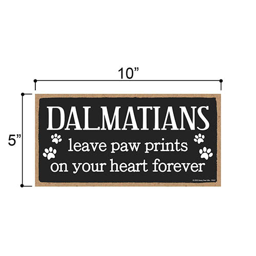 Dalmatians Leave Paw Prints Wooden Home Decor for Dog Pet Lovers, Decorative Wall Sign, 5 Inches by 10 Inches