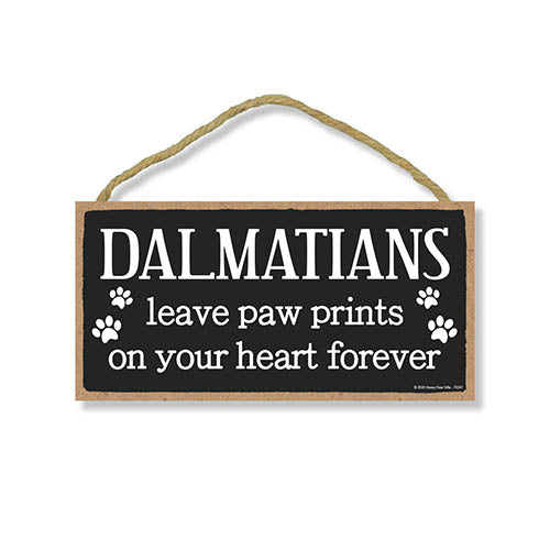 Dalmatians Leave Paw Prints Wooden Home Decor for Dog Pet Lovers, Decorative Wall Sign, 5 Inches by 10 Inches