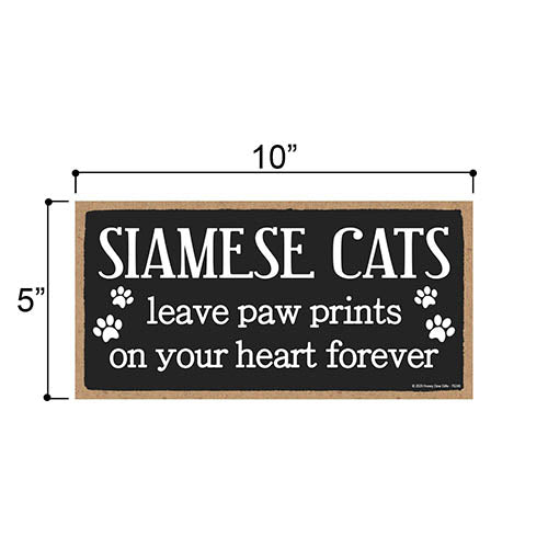 Siamese Cats Leave Paw Prints Wooden Home Decor for Cat Pet Lovers, Decorative Wall Sign, 5 Inches by 10 Inches