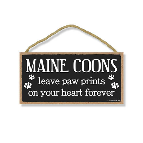 Maine Coons Leave Paw Prints Wooden Home Decor for Cat Pet Lovers, Decorative Wall Sign, 5 Inches by 10 Inches