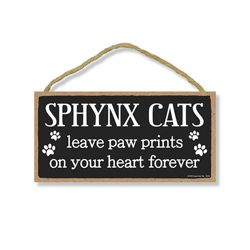 Sphynx Cats Leave Paw Prints Wooden Home Decor for Cat Pet Lovers, Decorative Wall Sign, 5 Inches by 10 Inches